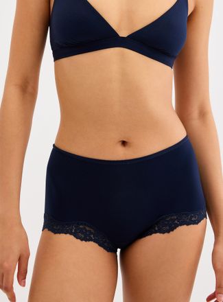 Miiyu Womens Lace trim solid boyshort Nylon and recycled nylon