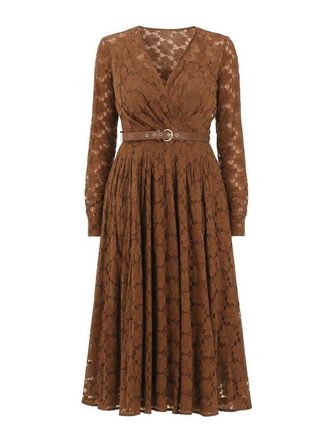 Max Mara Chocolate Floral Lace Midi Dress