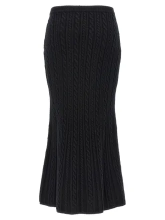 Alessandra Rich Cable-Knit Wool Skirt - Black