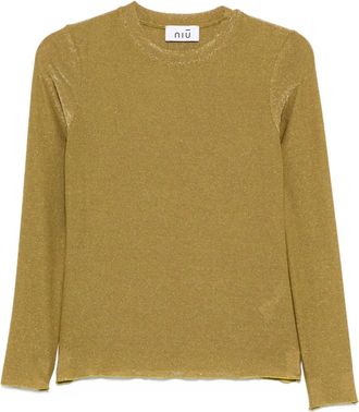 Niù T-shirt girocollo con glitter - Verde