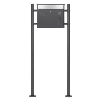ML Design Ecd Germany Buz&oacute;n De Acero Inoxidable Exterior Con Soporte Poste 120cm Casillero Antracita-plata Moderno Con Gran Apertura Para El Correo Con Placa De