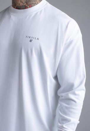 Siksilk Mens White Long Sleeve T-Shirt XXL
