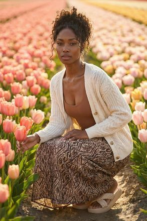 Roman Abstract Diamond Print Midi Skirt