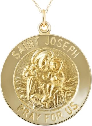Pompeii3 14k Yellow Gold St. Joseph Medal Pendant 1 Tall 3 Grams