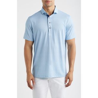 Greyson Rogue River Wave Print Performance Golf Polo in Wolf Blue at Nordstrom, Size Xx-Large