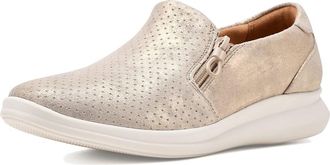 Clarks Lynell Sky Womens Flat Shoes Metallic Leather : 8.5 B - Medium, Synthetic