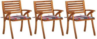 vidaXL Sillas De Comedor Jard&iacute;n Con Cojines 3 Uds Madera Maciza Acacia Vidaxl