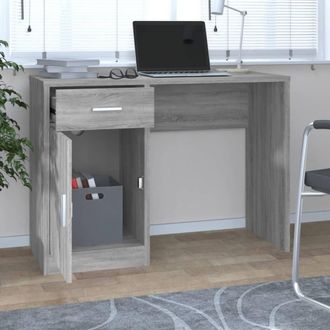 Berkfield Home Durable Desk with Drawer&Cabinet Grey Sonoma 100x40x73 cm Enginee | Size: 100 x 40 x 73 cm