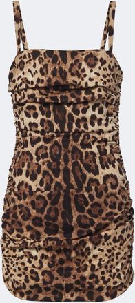 Dolce & Gabbana Leopard-print silk-blend charmeuse minidress