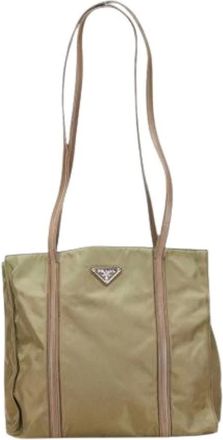 Prada Pre-owned Shoulder Bags, female, Green, Size: ONE SIZE Pre-owned Nylon prada-bags
