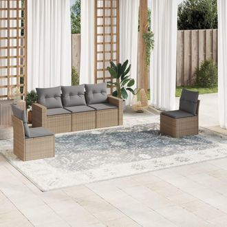 vidaXL Juego De Sof&aacute;s Jard&iacute;n Con Cojines 5 Pzas Rat&aacute;n Sint&eacute;tico Beige Vidaxl