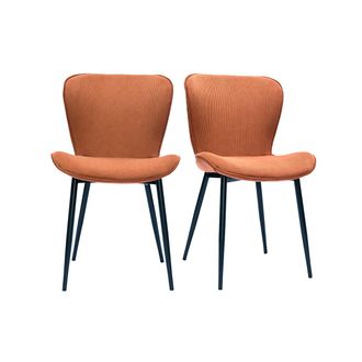 Miliboo Set De 2 Sillas De Dise&ntilde;o De Pana Terracota Y Metal Negro Addict