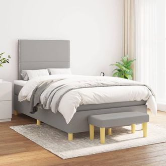 vidaXL Vidaxl - Cama Box Spring Con Colch&oacute;n Tela Gris Claro 120x200 Cm