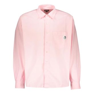 Diesel Casual Shirts, male, Pink, Size: L Elegant Shirt with Buttons and Pocket
