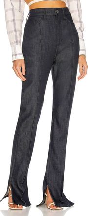 Brandon Maxwell Pre-Loved Denim Jean With Pintuck And Slits In Dark Indigo