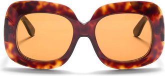 Valentino 70s-ge&iuml;nspireerde oversized vierkante zonnebril - Dames - Zonnebrillen - Bruin - ONE Size - Accessoires
