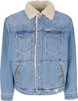 Guess Vintage Denim Jacket met Sherpa Kraag - Heren - Spijkerjassen - Blauw - S - Denim - Jassen