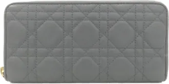 Dior Dark Blue Leather Long Wallet (Bi-Fold) (Pre-Owned)
