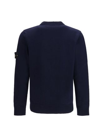 Stone Island Crewneck with Logo Patch Sweater - Navy