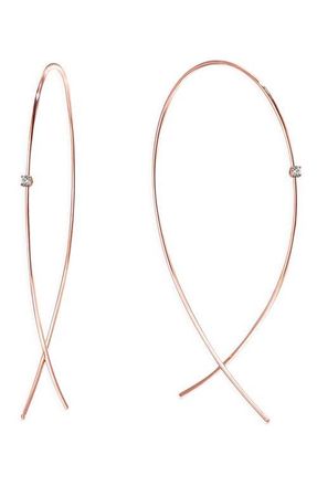 Lana Jewelry Small 14K Gold Upside Down Diamond Hoop Earrings in Rose Gold at Nordstrom