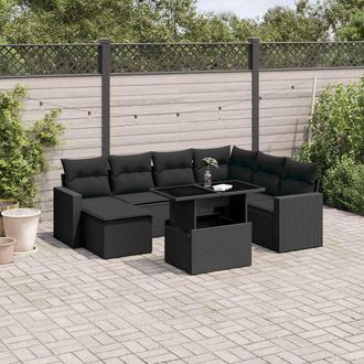 vidaXL Vidaxl - Set Divani Da Giardino Con Cuscini 8 Pz Nero In Polyrattan
