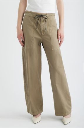 Frame Denim The Gallery Drawstring Waist Cotton Utility Pants in Army at Nordstrom, Size 12