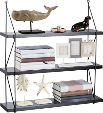 Trade Shop Trade Shop - Libreria Mensole Scaffale Parete Design Moderna Legno Metallo 3 Ripiani Nero