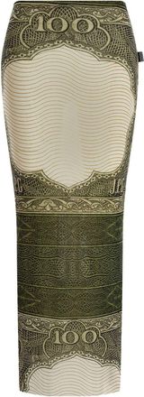 Jean Paul Gaultier Pencil Midi Skirt With Vintage Banknote Print