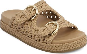 Mia Braided Buckle Strap Platform Sandal in Beige at Nordstrom, Size 6.5