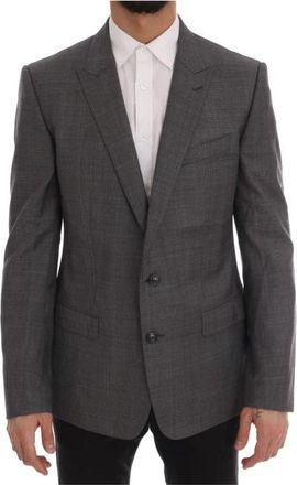 Dolce & Gabbana Grijze Martini Slim Fit Blazer van wol - Heren - Blazers - Grijs - XL - Wol - Jassen