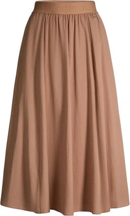 Joop Katoenen Rok met Elastische Logoband - Dames - Midirokken - Bruin - L - Katoen - Rokken