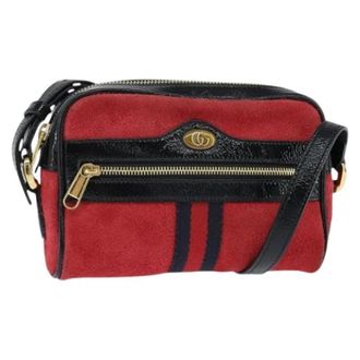 Gucci Pre-owned Cross Body Bags, female, Red, Size: ONE SIZE Pre-owned Suede Cross Body Bag