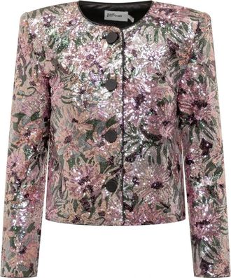 Self Portrait Floral Sequin Jacket - Dames - Zomerjassen - Roze - XS - Denim - Jassen