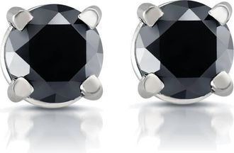 Pompeii3 White Gold 1/2ct Round Cut Black Diamond Studs 14k
