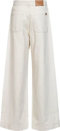 Max Mara Womens Wide-Leg Trousers Wkdcanneti Ivory Cotton