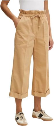 Pinko Cropped Broek - Dames - Vrijetijds broeken - Beige - S - Katoen - Broeken