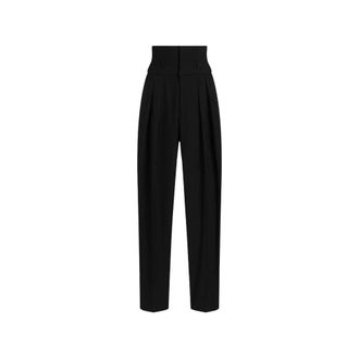 Dolce & Gabbana Pantalones de jacquard de lana con raya diplom&aacute;tica - Trousers - Mujer - Negro - S