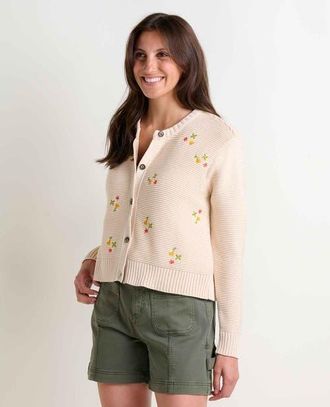 Toad & Co Bianca Crew Cardigan Embroidered in Natural Embroidery at Nordstrom, Size X-Small