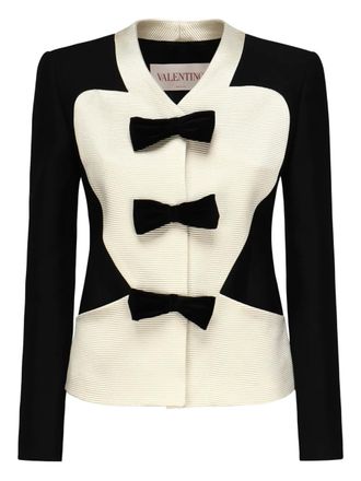 Valentino Garavani Crepe Couture bow-detail blazer - women - Acetate/Silk/Wool/Silk - 40 - Black