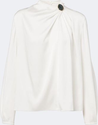 Vince Gathered silk-blend satin blouse