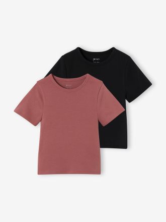 Jonen 2er-Pack kurze T-Shirts f&uuml;r M&auml;dchen altrosa