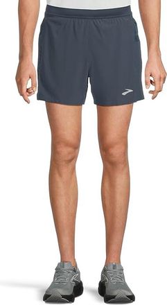 Brooks Journey 5 Shorts Mens Shorts Blue Slate/Speed Logo : 2XL 5, Polyester/Spandex