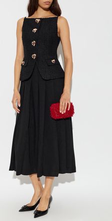 Self Portrait Dress With Pleated Skirt, Womens, Black