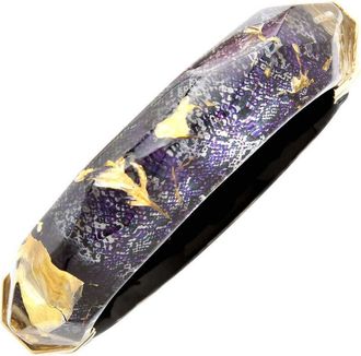 Gold & Honey Womens Faceted Lucite Bangle In Snake Skin