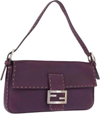 Fendi Pre-owned Leather fendi-bags - Dames - Vintage Schoudertas - Paars - ONE Size - Vintage
