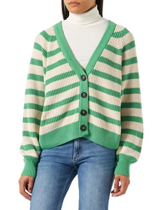 Part Two Womens Sera Relaxed fit Long Sleeve Cardigan, Greenbrair Stripe, XXL