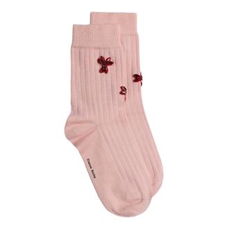 Simone Rocha Verfraaide enkelsokken van merinowol en zijde - Dames - Ondergoed - Roze - Maat: ONE Size Zijde