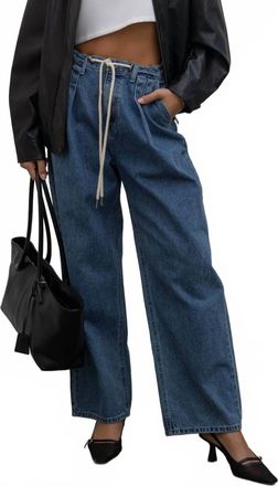 Collective Pleated Drawstring Jeans In Blue