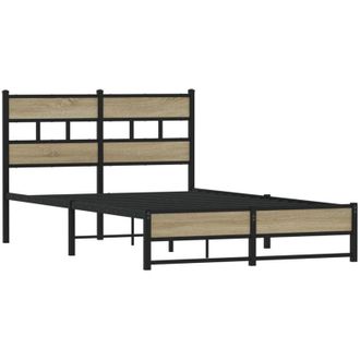 vidaXL Estructura De Cama Sin Colch&oacute;n Metal Roble Sonoma 120x190 Cm Vidaxl