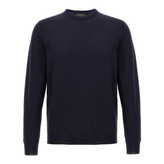 Zanone Round-neck Knitwear, male, Blue, 2XL, Flexwool Jumper